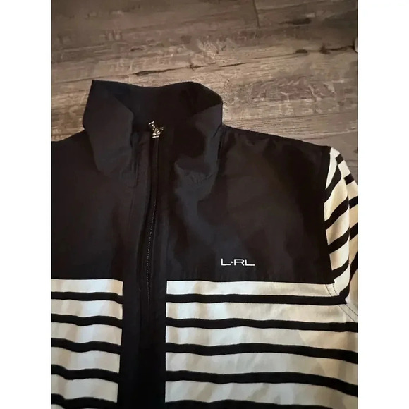 L-RL Lauren Active Ralph Lauren Black & White Striped Zip Up Jacket Size S - Picture 6 of 8